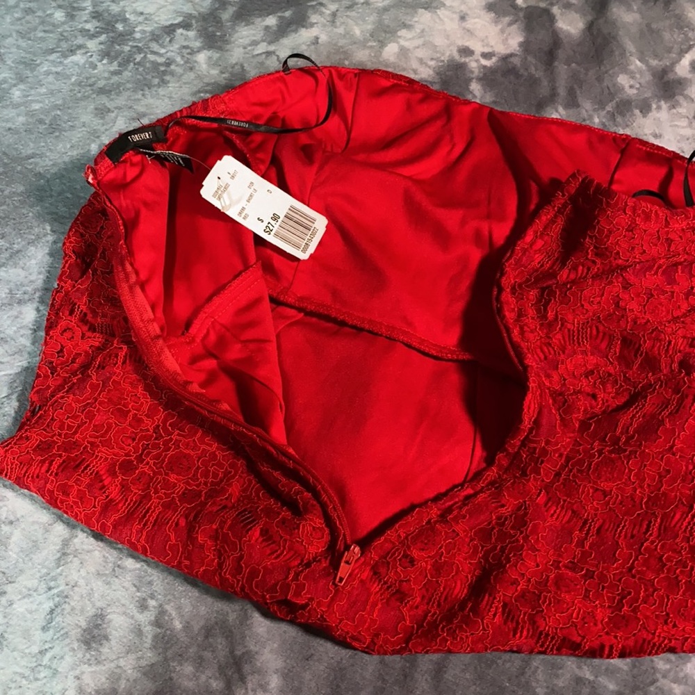 🥳Host Pick🥳 - Forever 21 Lined Lace Strapless Short LE Dress size S NWT - Picture 8 of 16